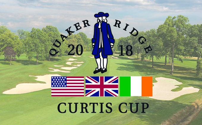 Curtis Cup logo with golf course background