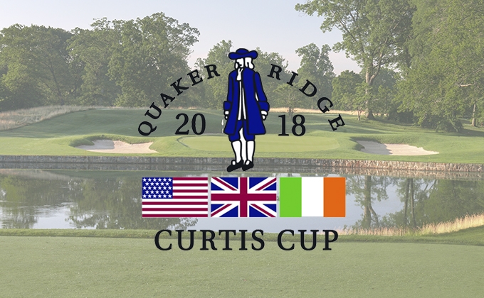 Curtis Cup logo on a golf course background