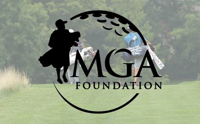 MGA Foundation logo over golf course background