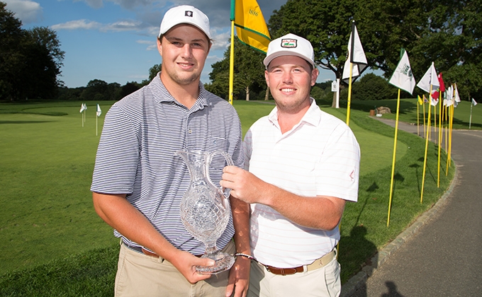 Jack Wall with the low am trophy at the Met Open with his brother Ethan