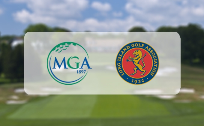 MGA and LIGA logos on golf course background