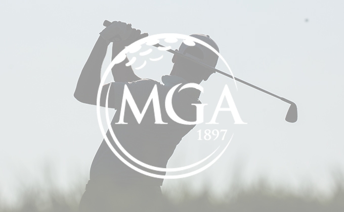 MGA Logo with golfer silhouette background